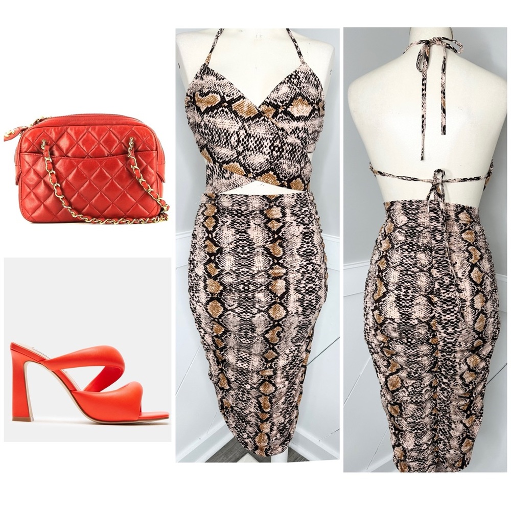 SHEIN SNAKE PRINT CUT OUT  DRESS SMALL